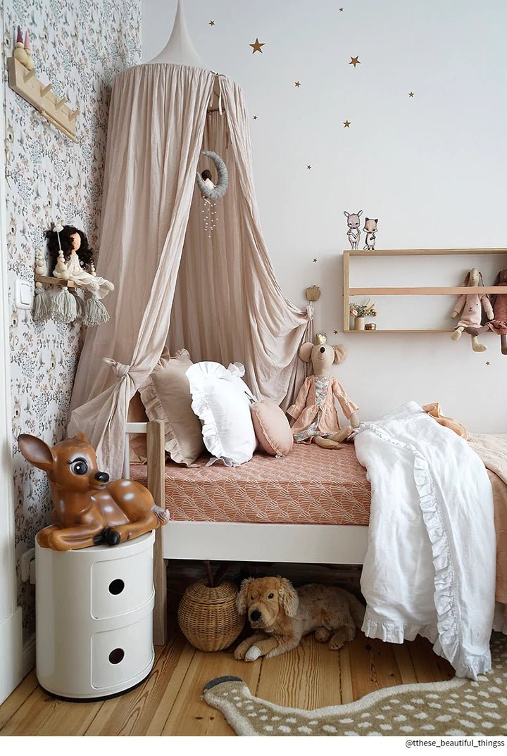 Seashells Twin Fitted Sheet by Swedish Linens - Maude Kids Decor