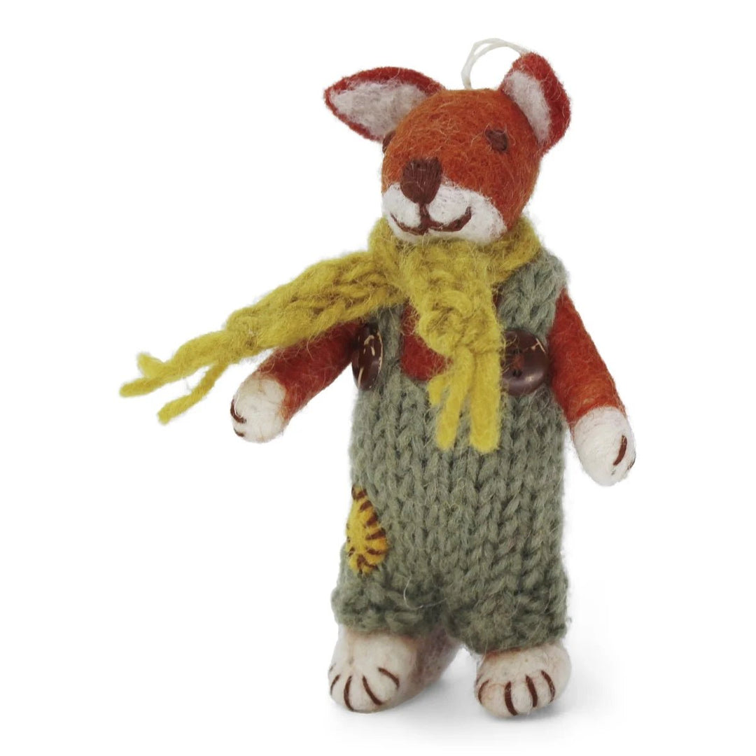 Small Boy Fox with Green Pants and Ochre Scarf by Én Gry &amp; Sif - Maude Kids Decor