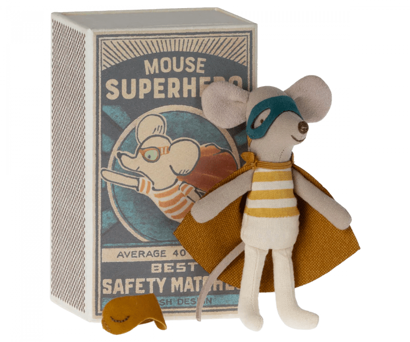 Super Hero Mouse, Little Brother in Matchbox by Maileg - Maude Kids Decor