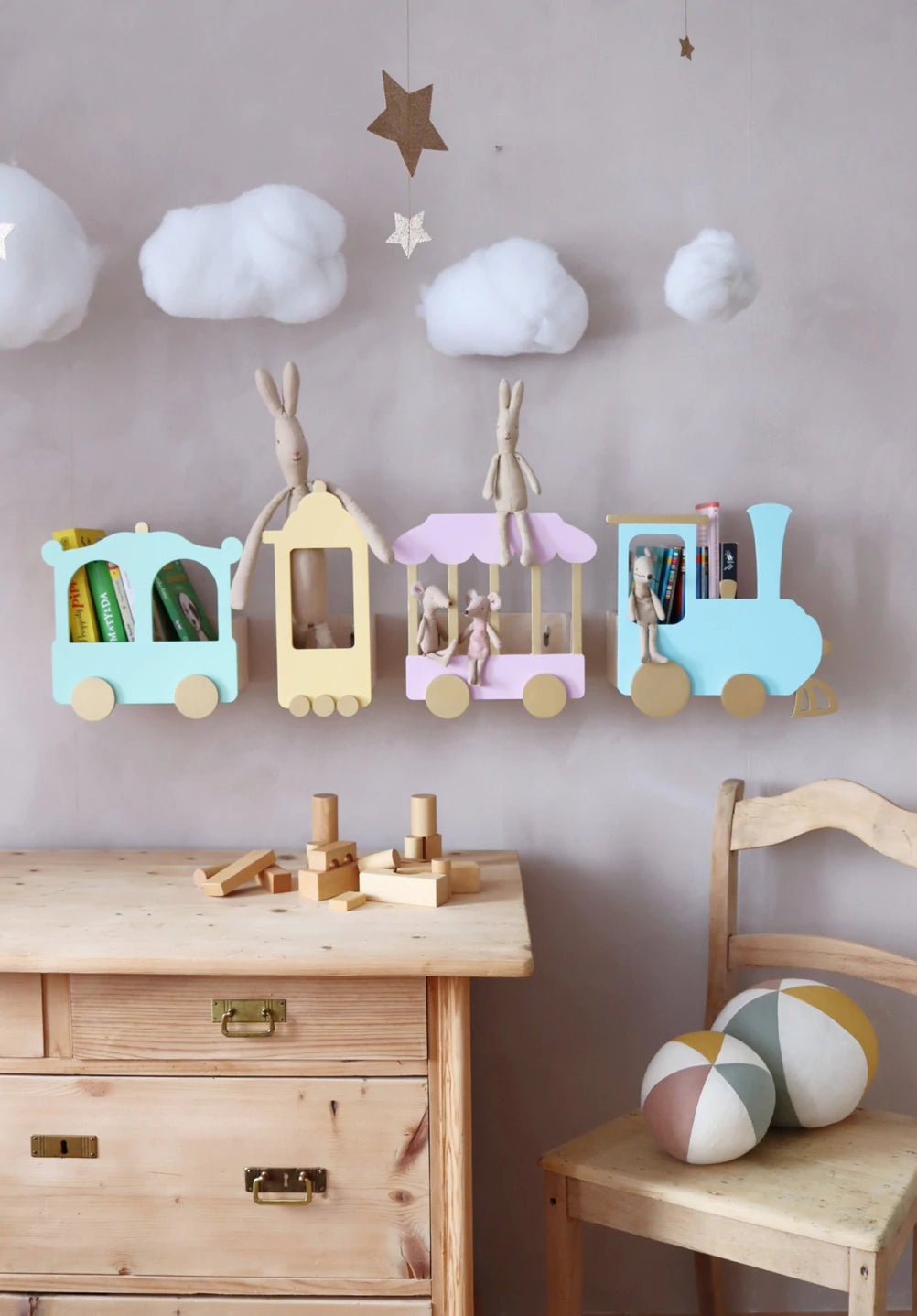 Train Shelf "Express to Fantasy" | Pastel Pink by Up! Warsaw - Maude Kids Decor