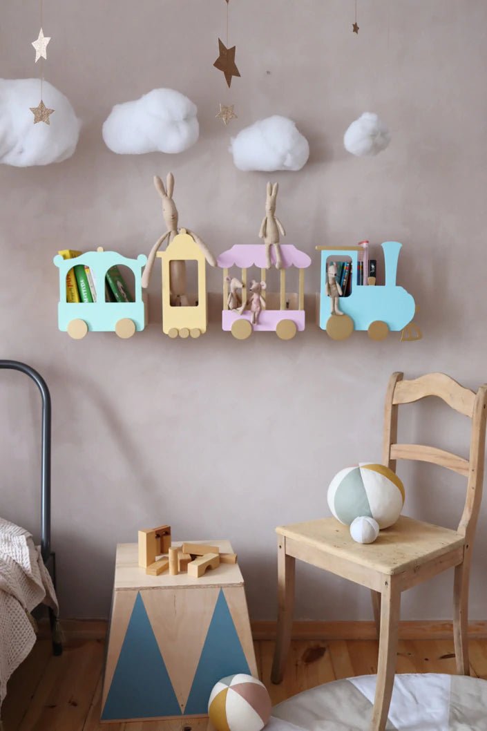 Train Shelf "Express to Fantasy" | Pastel Pink by Up! Warsaw - Maude Kids Decor