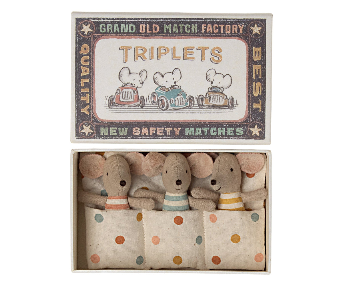 Triplets, Baby Mice in Matchbox by Maileg - Maude Kids Decor