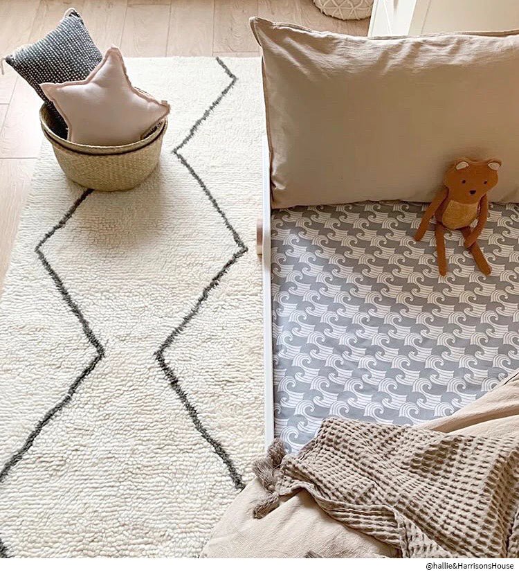 Waves Crib Fitted Sheet by Swedish Linens - Maude Kids Decor
