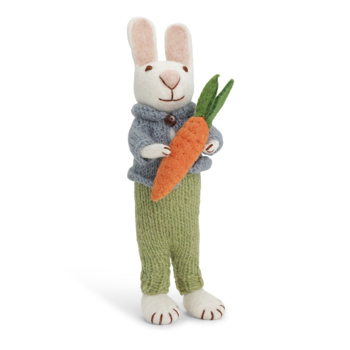 White Bunny with Blue Jacket, Green Pants and Carrot by Én Gry & Sif - Maude Kids Decor