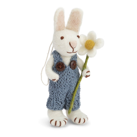 White Bunny with Blue Pants and Marguerite by Én Gry & Sif - Maude Kids Decor