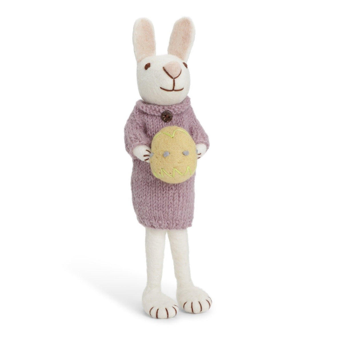 White Bunny with Purple Dress and Yellow Egg by Én Gry & Sif - Maude Kids Decor