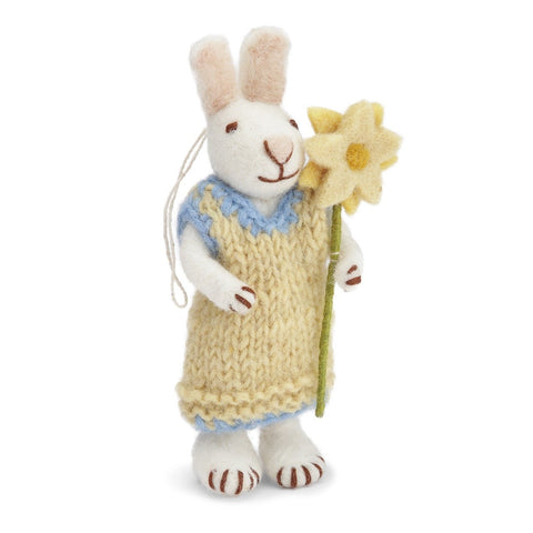 White Bunny with Yellow Dress and Flower by Én Gry & Sif - Maude Kids Decor