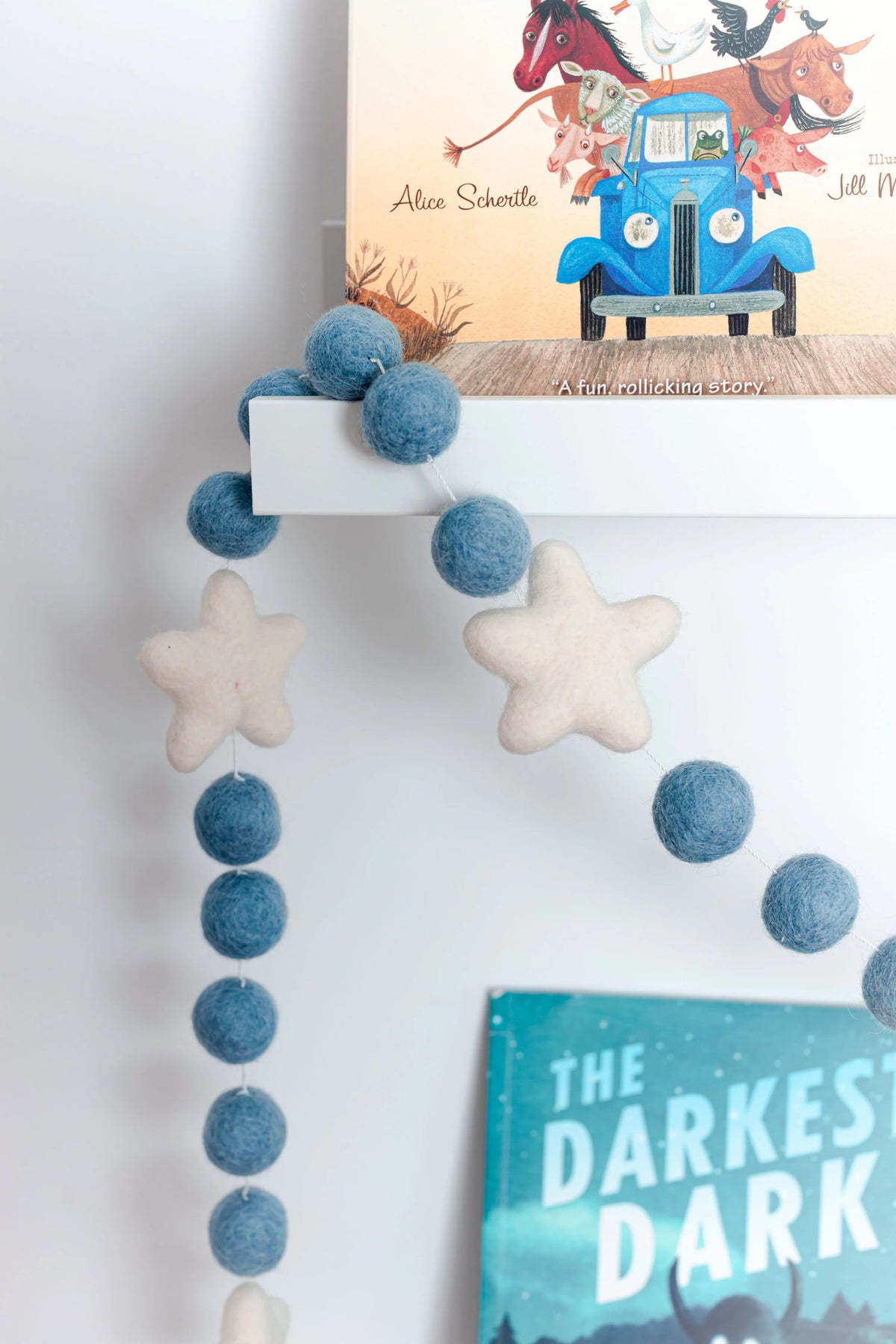 White Stars and Blue Felt Garland by Lil' North Co. - Maude Kids Decor