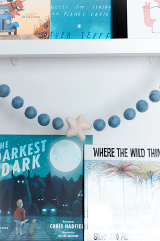White Stars and Blue Felt Garland by Lil' North Co. - Maude Kids Decor