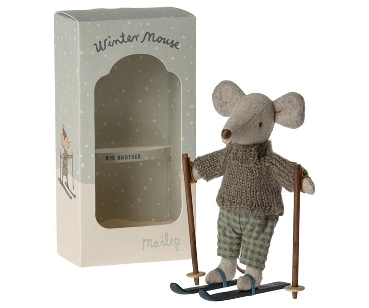 Winter Mouse with Ski Set by Maileg - Maude Kids Decor