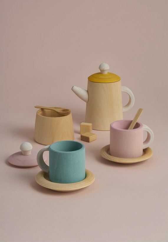 Wooden Tea Set | Mustard and Pink by Raduga Grez - Maude Kids Decor
